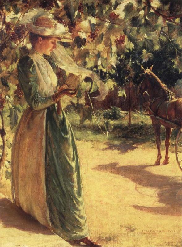Charles Courtney Curran Woman with a horse Germany oil painting art